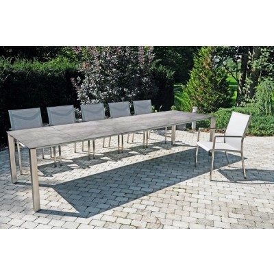 Nevio Keramik Auszugs-Gartentisch Grau