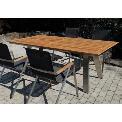Monaco Teak Edelstahl 4 Fuss Tisch