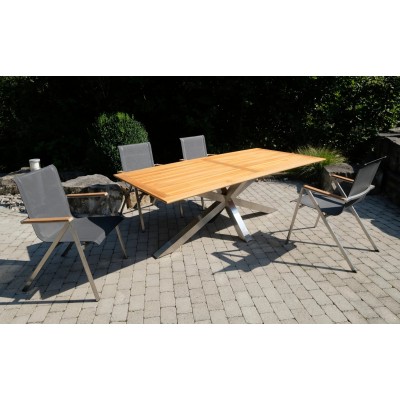 Monaco Teak Edelstahl Spider Fuss Tisch