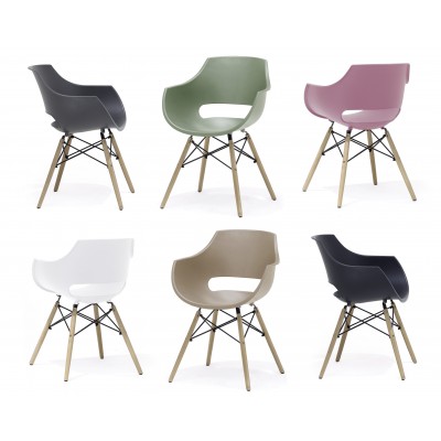 Rockville 4 Fuss Schalenstuhl Color/Holz