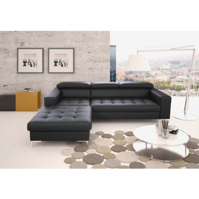 Zita Leder Ecksofa Black